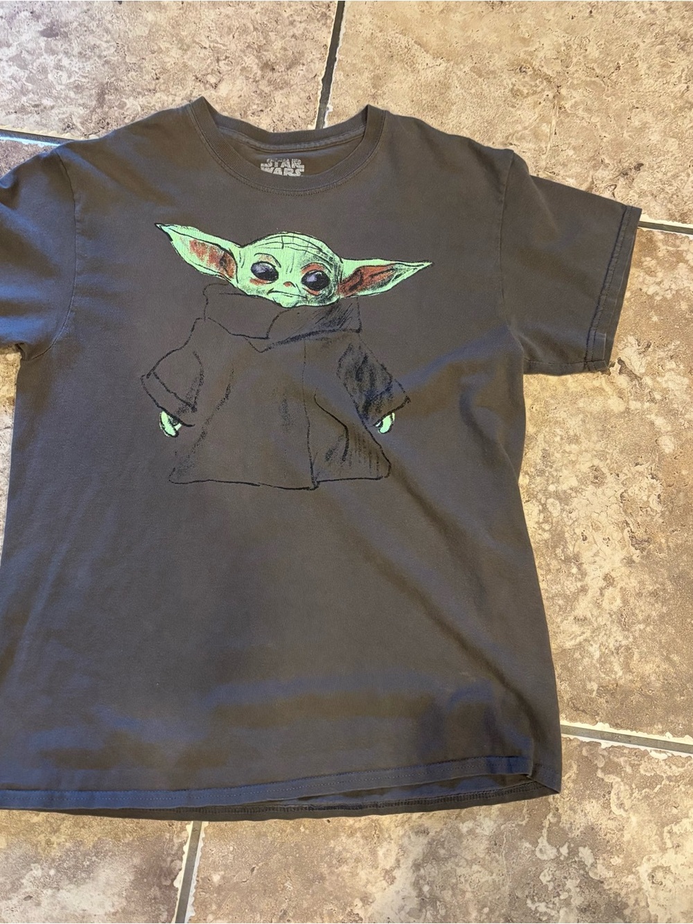 Star Wars Kids Tee with Green Grogu Graphic - Black
